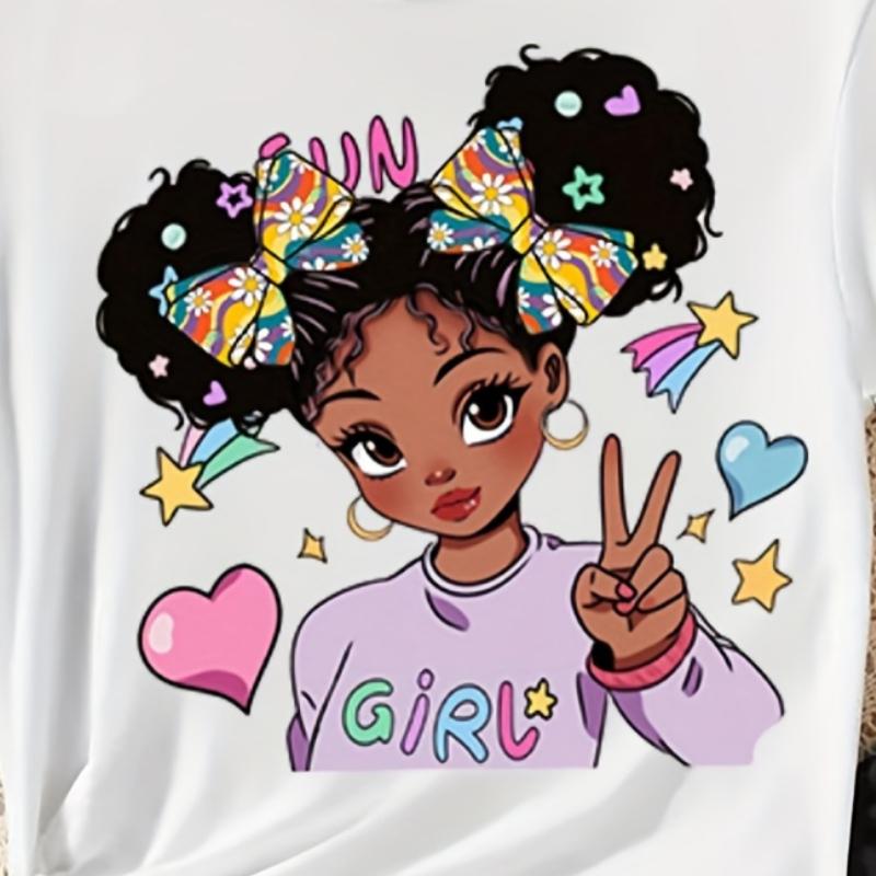 

2026 Summer Baby Girls Clothing Cartoon Girl Print T-Shirt Hip-Hop Style 160