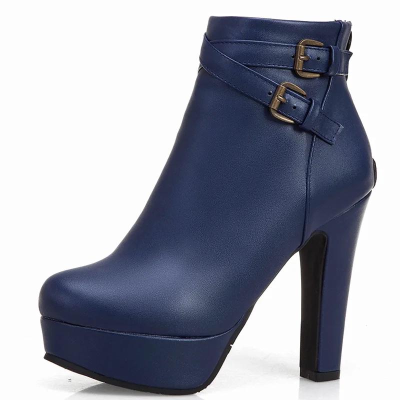 

Fashion Boots Women Shoes Autumn Winter Sexy Platform Ankle Boots for Women Black Red Yellow White Short Lady Shoes Large Size 34 синій