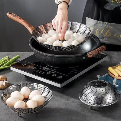11 Zoll Edelstahl Lotus Dampfschale Klappbarer Dampfgarer Gemüse Obst Lebensmittelkorb Mesh Dampfgarer Rack Kochgeschirr