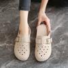 Fashion Women's Suede Clog Slippers with Buckle Breathable Boken Fashion Footwear Anti-Slip Soft Sole Outdoor Casual Mules