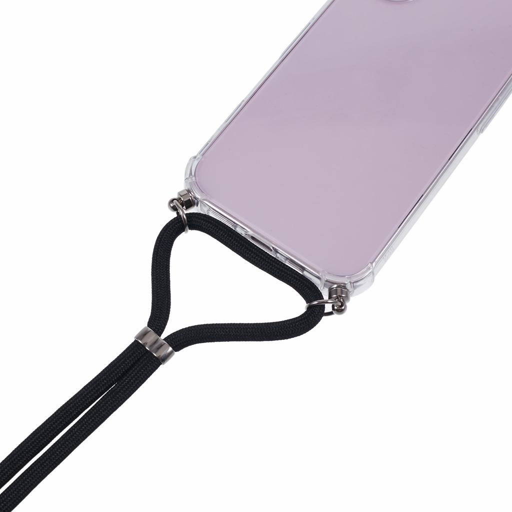 For iPhone 16 Case Clear TPU Protective Back Phone Cover with Strap (Large Lens Hole)