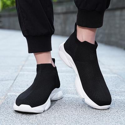 990 große Größe Fly-Woven Sportschuhe mittelhoch lässige Socken-Schuhe 2025 atmungsaktives Mesh Herrenschuhe