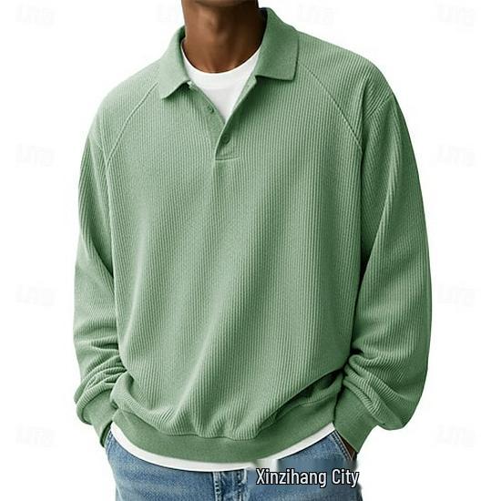 Men's Textured Lapel Casual Knitwear for Autumn and Winter