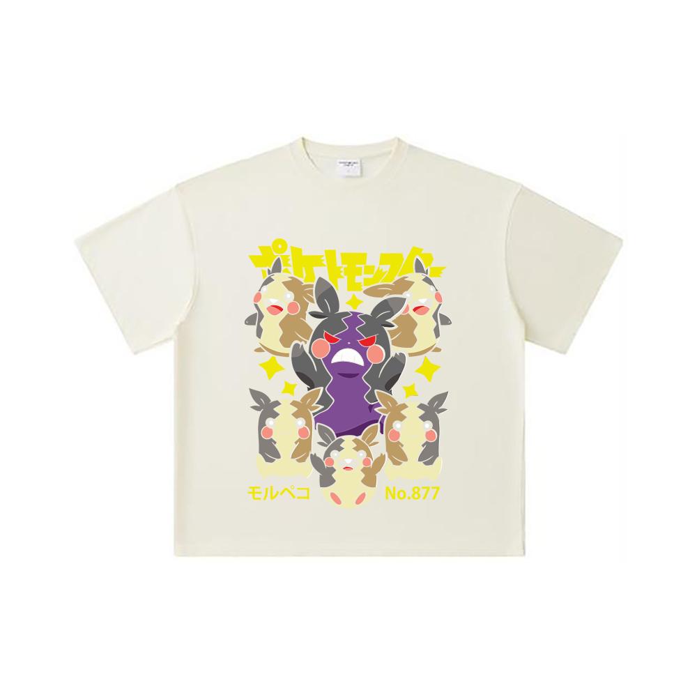 

260 GSM Double Yarn 32 Count 100% Cotton Pokemon V16 Morpeko Print Unisex Heavy Cotton T Shirt S абрикосовый