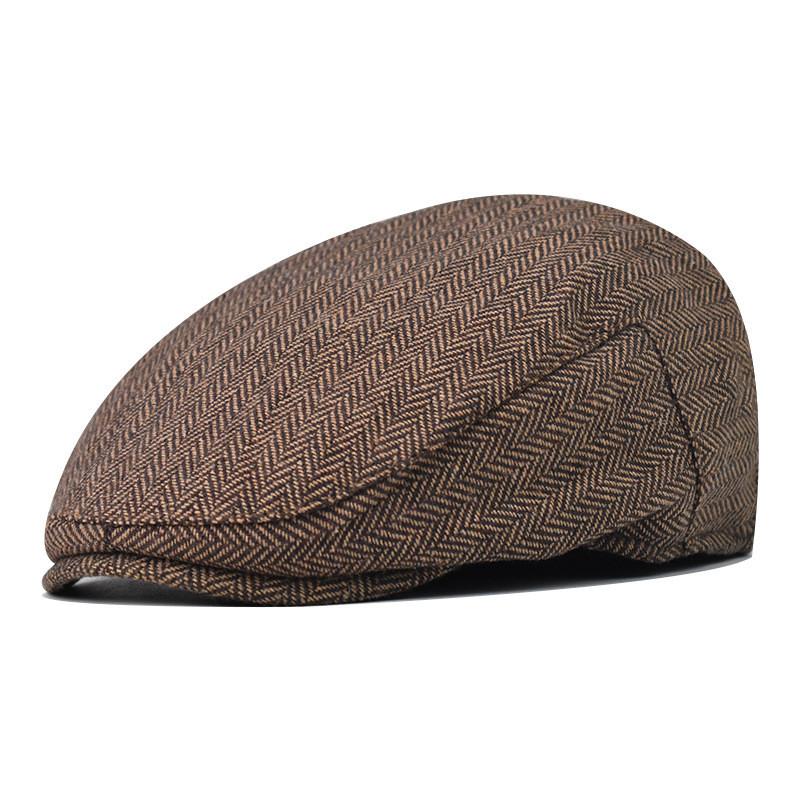 Pattern Cotton Lattice Beret  Hat For Men With Adjustable Casual Outdoor Travel