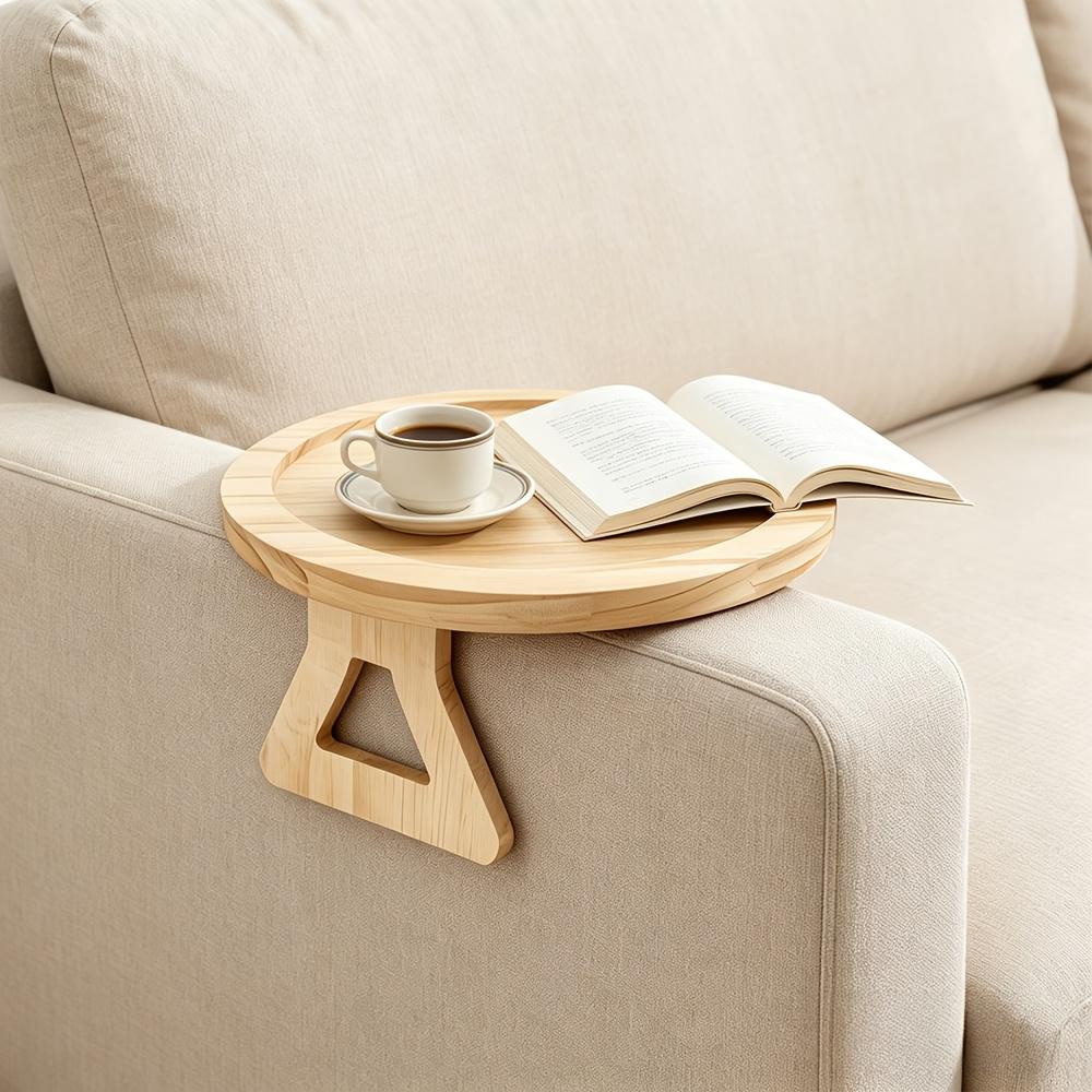 1PC Round Wooden Tray, Suitable for Sofa Armrests, Foldable Design, Also Suitable for Beds