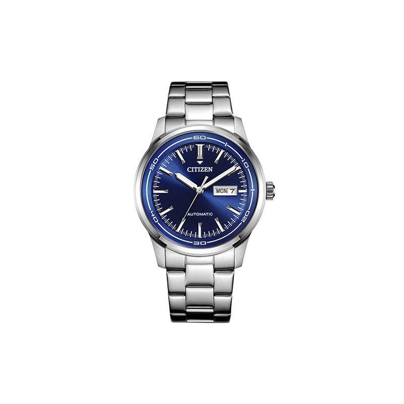 

CITIZEN 100 meters waterproof date display fashionable business mechanical movement Steel Strap same style for men and women blue dial NH8400-87L синій
