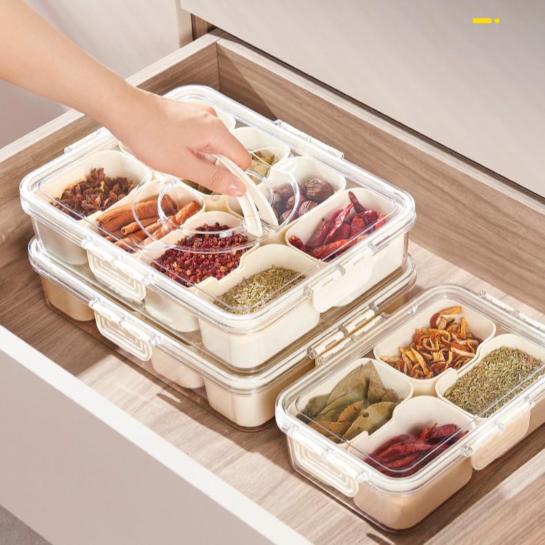Portable Airtight Spice & Dried Fruit Storage Box with Lid - Transparent, Fresh-Keeping Kitchen Seasoning Organizer