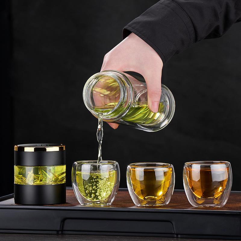 Smart Tea Glass One Touch To Show Temperature Tea Separation Cups Office Double-Layer Portable Creative Water Cup