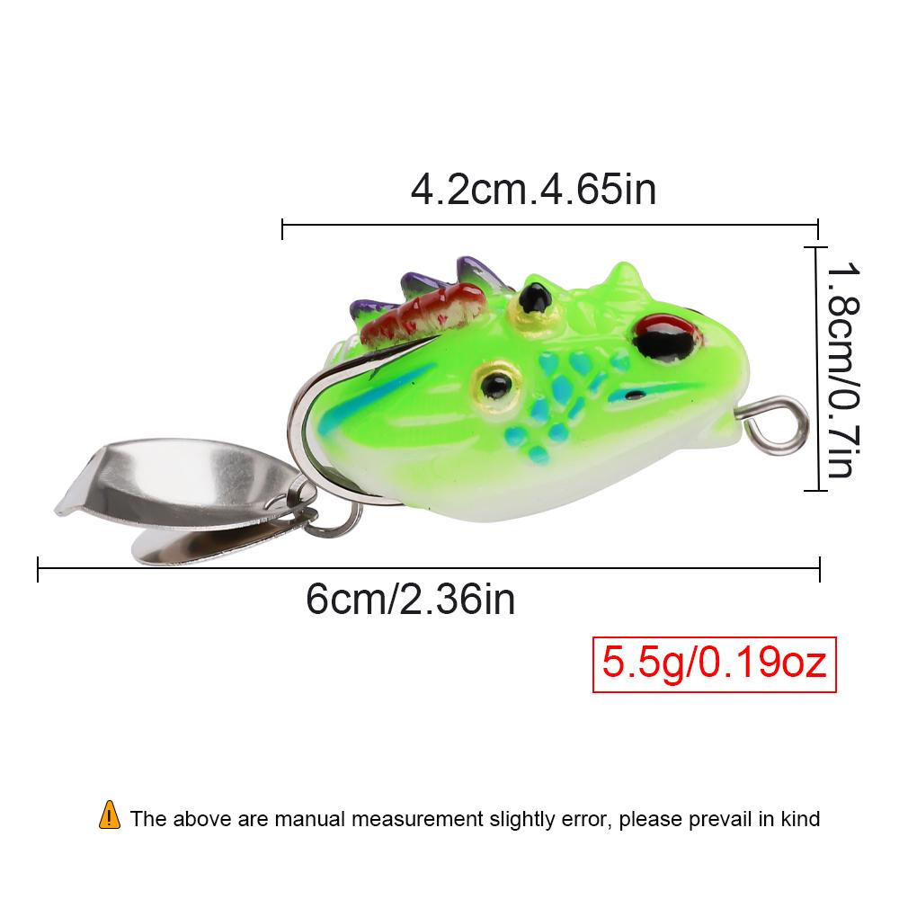 1pcs Mini Frog Soft Bait 60mm 5.5g Double Hide Hook Fishing Lure Bionics Sequin Frog Bait Artificial Lifelike Thunder Frog Lure
