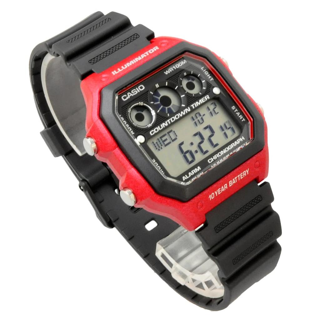 CASIO Casio Sports Cyfrowy Czarny Czerwony Dziecięcy Unisex Zegarek Naręczny AE-1300WH-4A AE1300WH-4A Męski [Element]