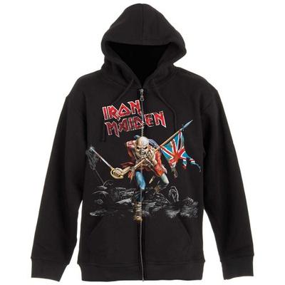 Iron Maiden Unisex bluza z kapturem na zamek dla dorosłych, przetarta, z nadrukiem z tyłu