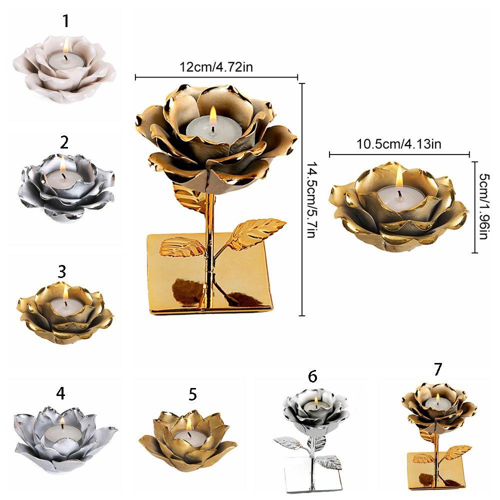 Practical 3D Rose Flower Candlestick Handicraft Simple Lotus Candle Holder Exquisite Emulation Flower Ornaments Wedding Party