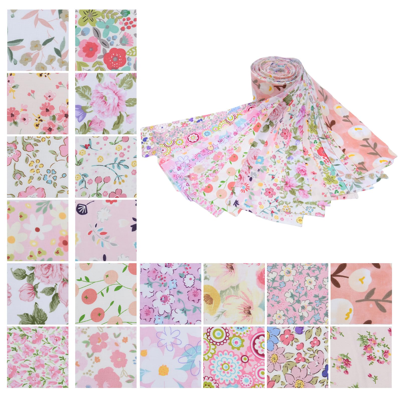 

siawadeky Floral Patchwork Fabric Set of Cotton Fabric Long Breathable and Perfect for and Scraps, 20, Rolls, Size, Comfortable, Cutting, Crafts,