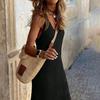 Women Beach Cover Up Sundress V Neck Crochet Hollow Out Maxi Dress