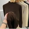 Women's Autumn Winter Half-High Neck Sweater Fleece-Lined Thickened Integrated Fleece Knit Top Warm Inner Wear Base Layer