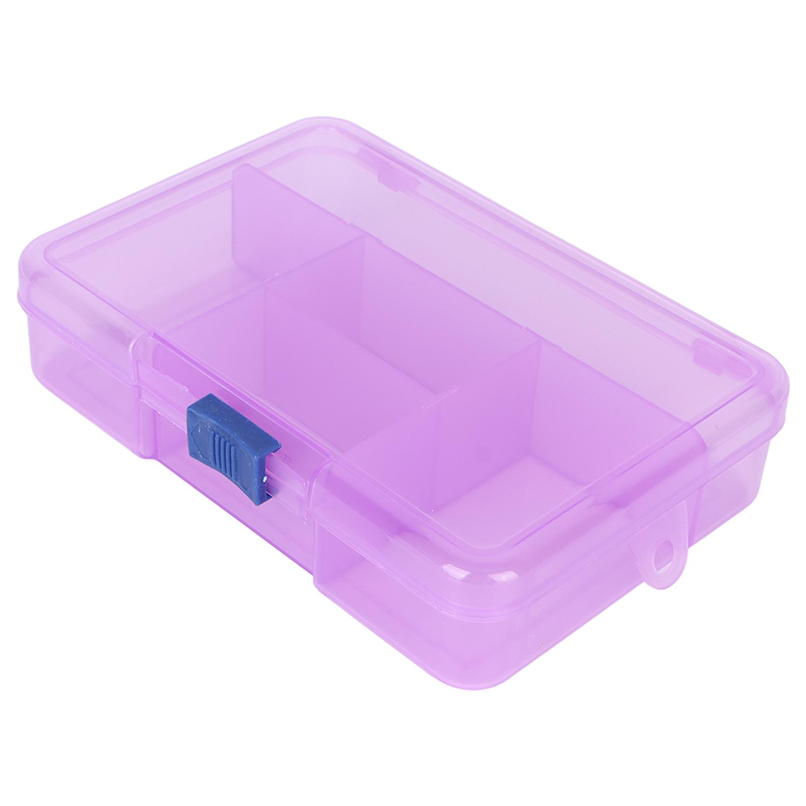 

Grid Organizer Box Purple Sliding Buckle 5 Compartments Storage Container for Finger Ring Earrings