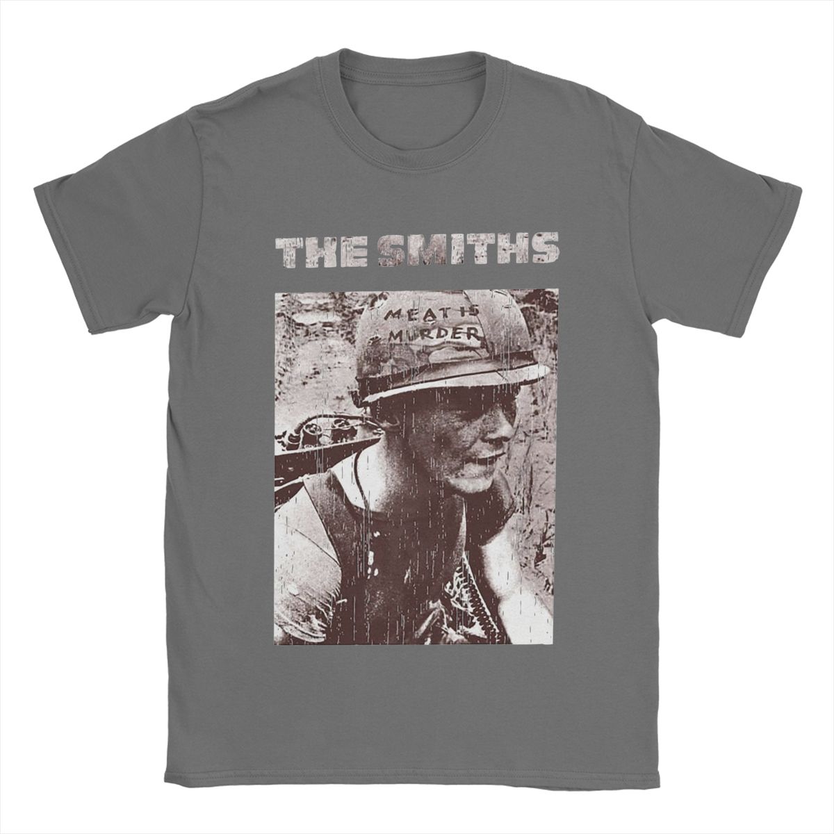 

Мужские футболки The Smiths Meat Is Murder, 100% хлопок, новинка, футболка с коротким рукавом и круглым вырезом, классические футболки S темно серый