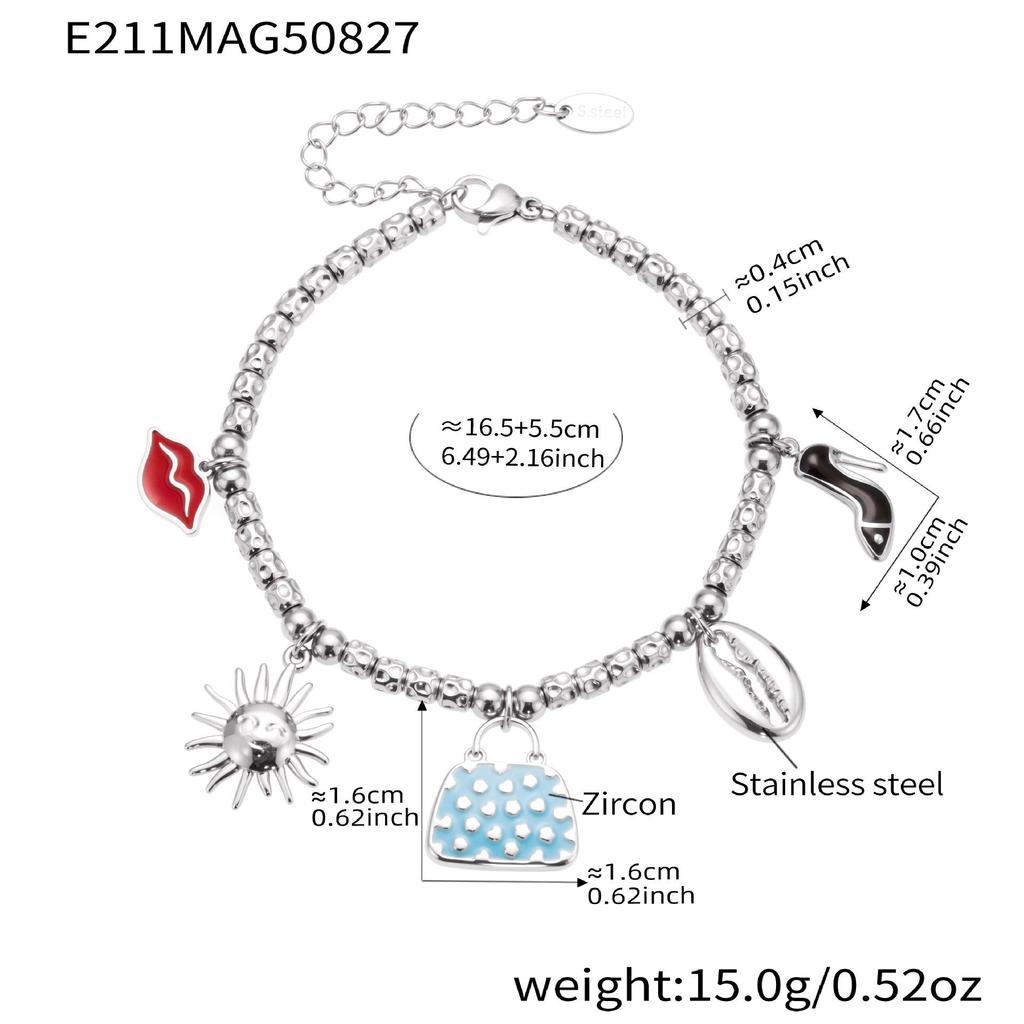 Qiong Yao Ocean DIY Beaded Bracelet Set: Starfish Shell 5A Zirconium Stainless Steel Ornament