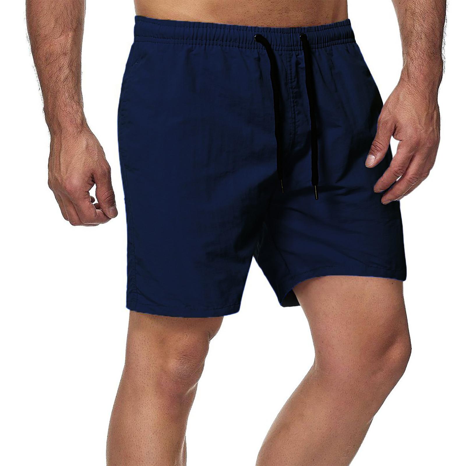 NFNF Fashion Herenshorts Casual klassieke pasvorm Zomerstrandshorts met trekkoord, elastische taille en zakken XXL donkerblauwe kleur