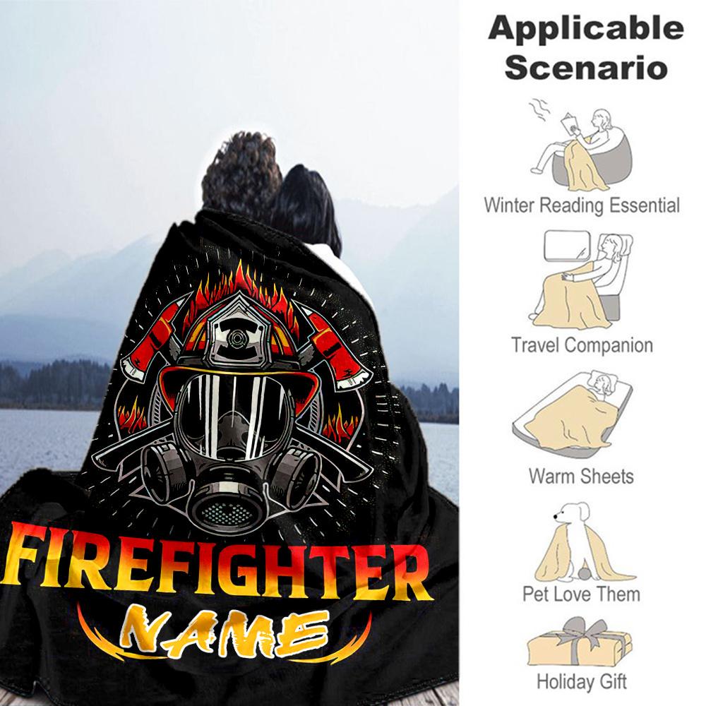 Fire Personalized Name Blanket Multi-purpose Customizable Blanket Soft Warm Cozy Versatile for Seaside Nap Bedding Couch Ideal for All Seasons