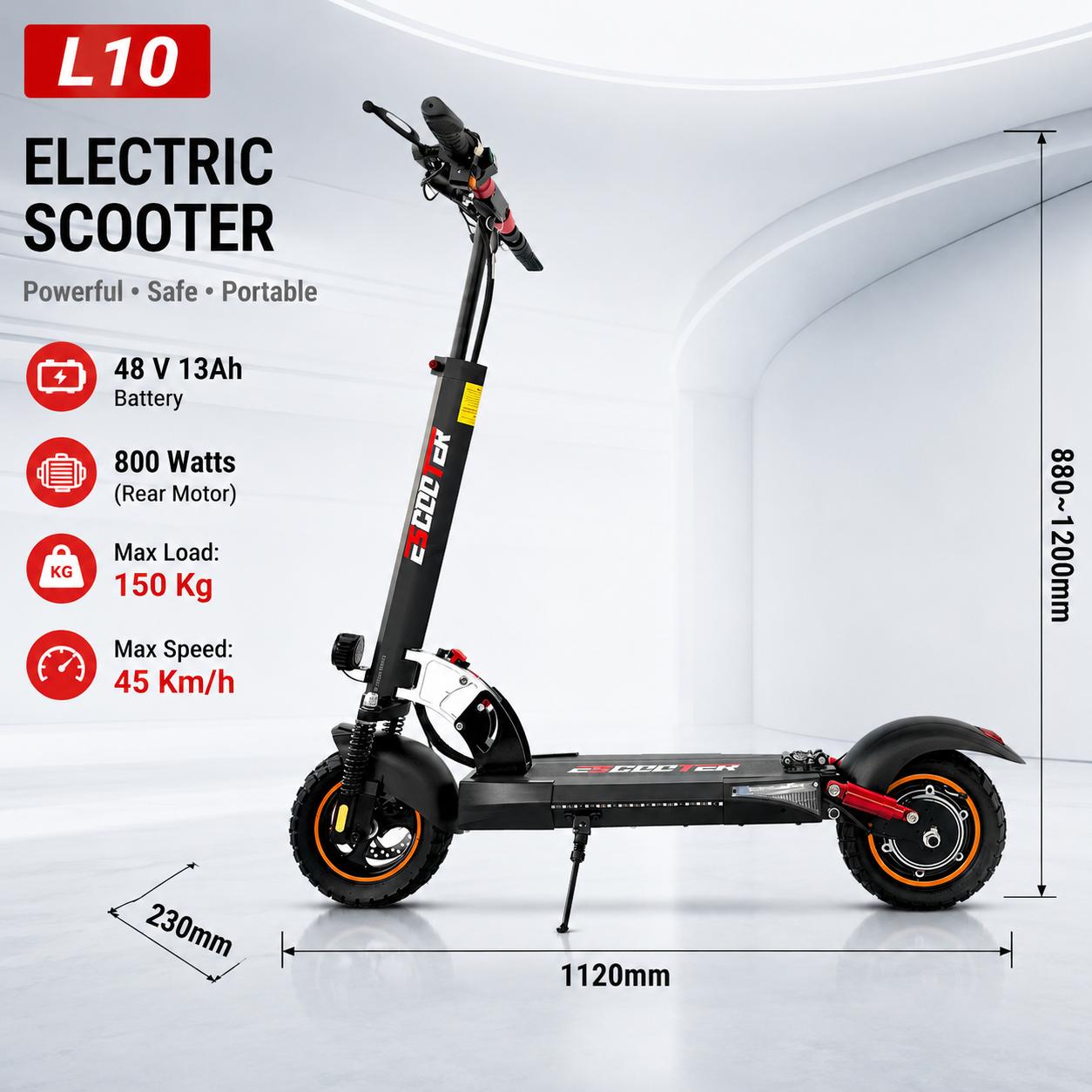 800W Powerful Electric Scooter 48V 13Ah