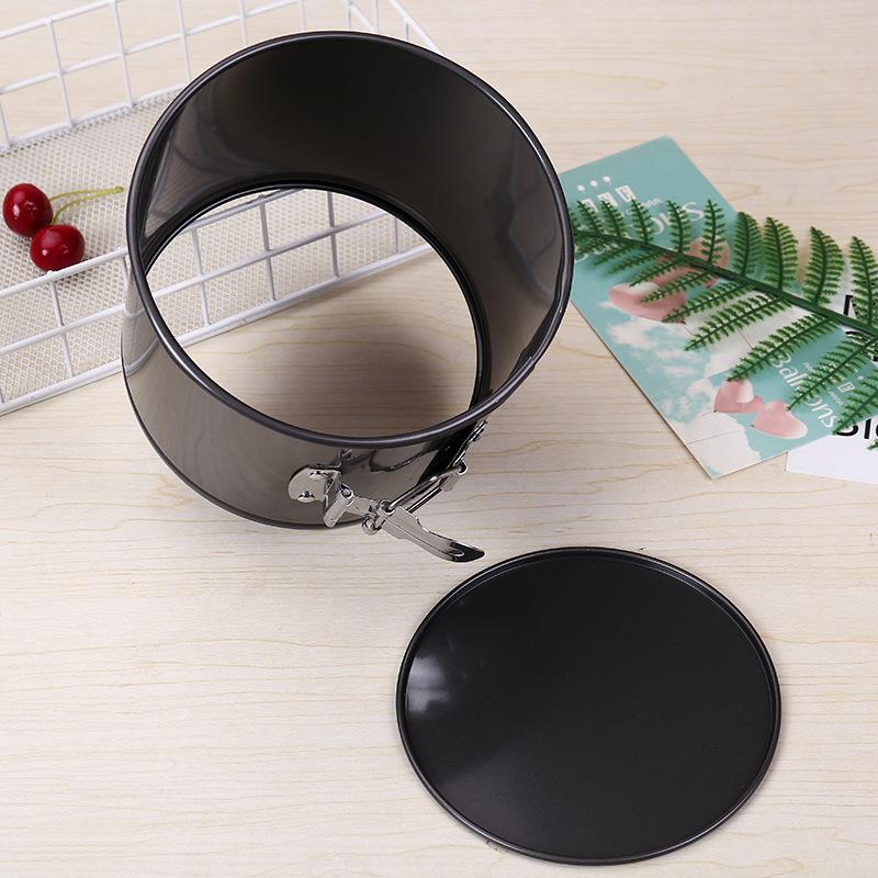 High-rise Thickened Round Buckle Live Bottom Mold Non-stick Lock Buckle Cake Mold Household Carbon Steel Baking Tray Baking Tool(Height buckle diamet