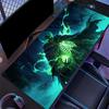 Neon Ghost Skeleton Graphic Extended Desk Mat Non Slip Rubber Stitched Edge Gaming Keyboard Table Mat For Laptop Pc Gamers