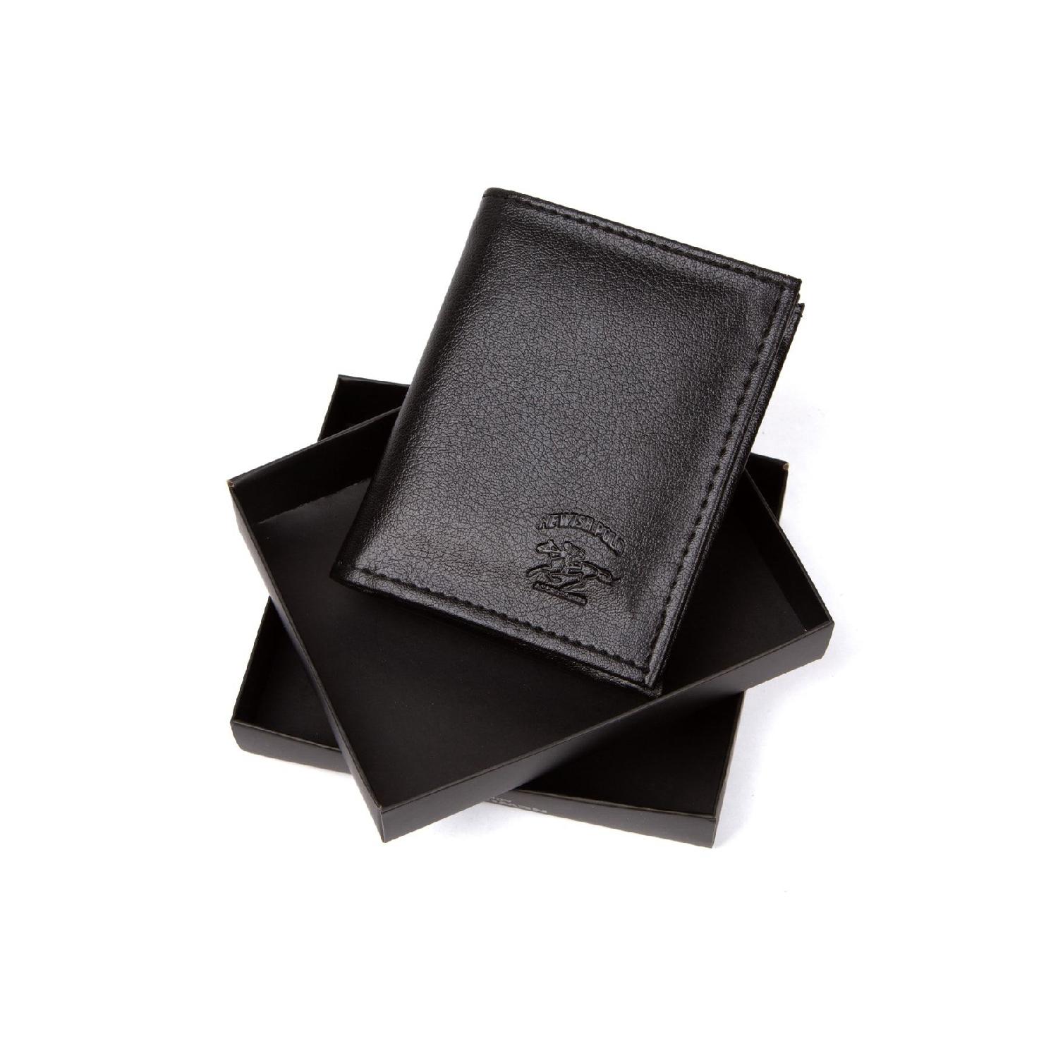 

Leather Black Color Wallet, Men s Wallet With Coin Compartment And Card Compartment, Multi-compartment, Casual чёрный