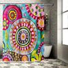 Bright Abstract Shower Curtain Bath Decor with Floral Circle Patterns In Pink, Blue, Yellow Green Colors Size 72 X 84 Inches (1