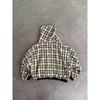 Sudadera con capucha a cuadros reversible para hombre con cremallera de manga larga