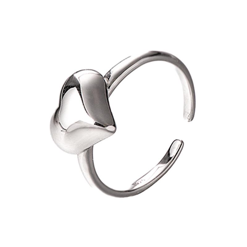 Banyan Tree S925 Silver Korean Love Heart Ring - Simple, Sweet, Fashionable Index Finger Ring