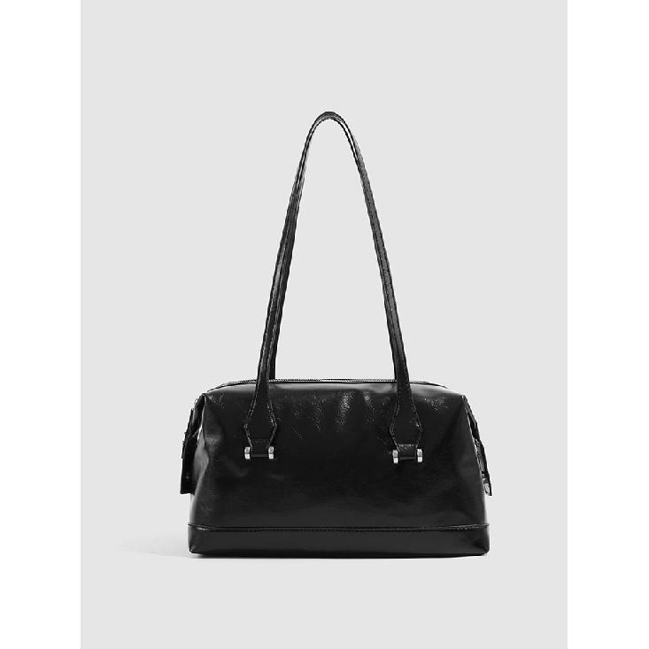 

Autumn Winter High-End Boston Pillow Bag Large Capacity Simple Versatile Shoulder Underarm Bag Commuting Outing Tote Bag чорний