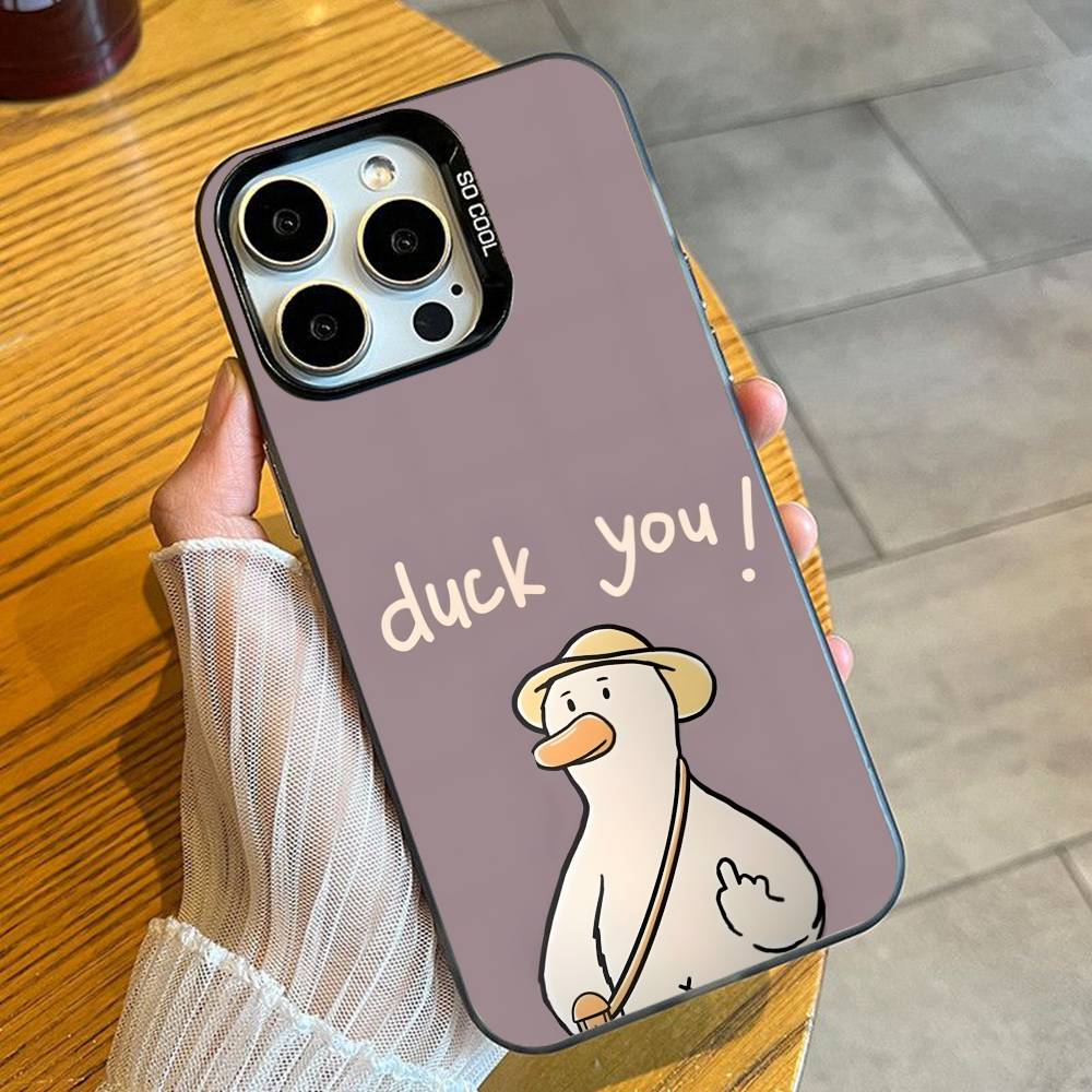 Funny C-Chaotic Goose And Duck  Phone Case For iPhone 16 17 15 14 12 13 Pro Max Black Candy Matte Shockproof Cover iPhone17promax