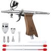 Bucasso Airbrush Kit, Air Brush Spray Gun with 0.3mm/0.5mm/0.8mm Needles/Nozzle Sets, 3cc/7cc/11cc Replaceable Fluid Cup for Painting Model Nails