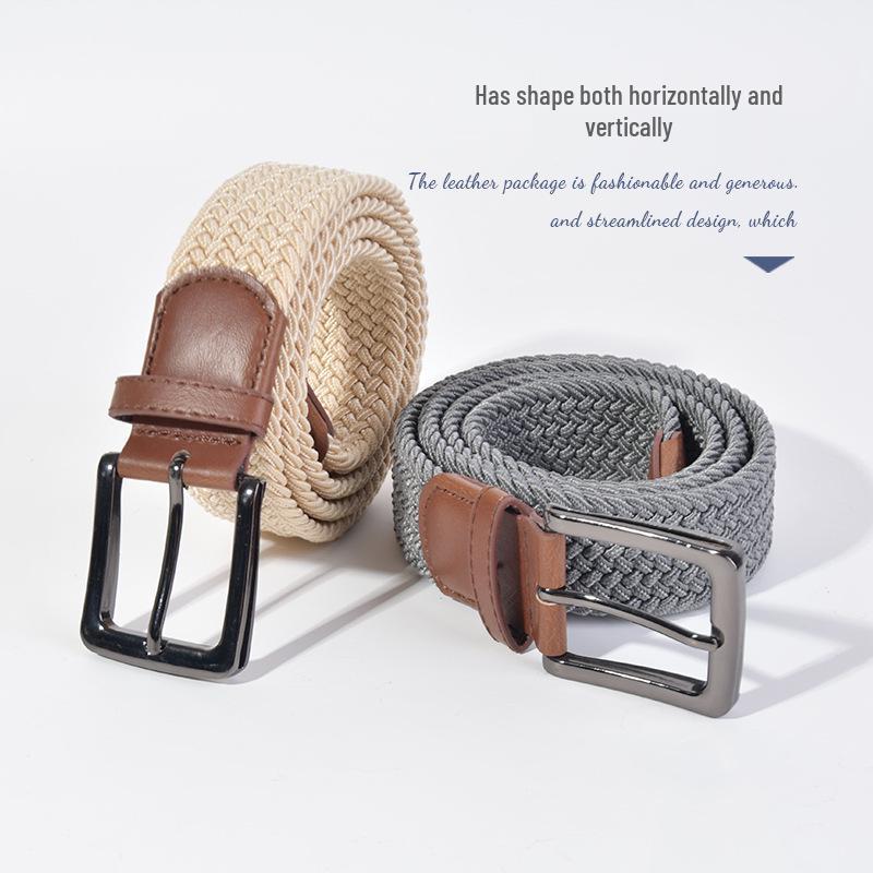 Korean Style Elastic Woven Canvas Belt for Men and Women - Casual and Versatile