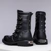 Stivali da Motociclista da Uomo Stivali Western Stivali da Jockey Neri Stile Streetwear Casuale Stivaletti Cool Taglie Forti