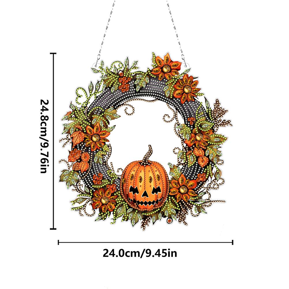 Halloween Skeleton Rhinestone Diamond Art Pendants Diamond Painting Wreath Decor DIY Diamond Garland Pendant Kit for Wall Window