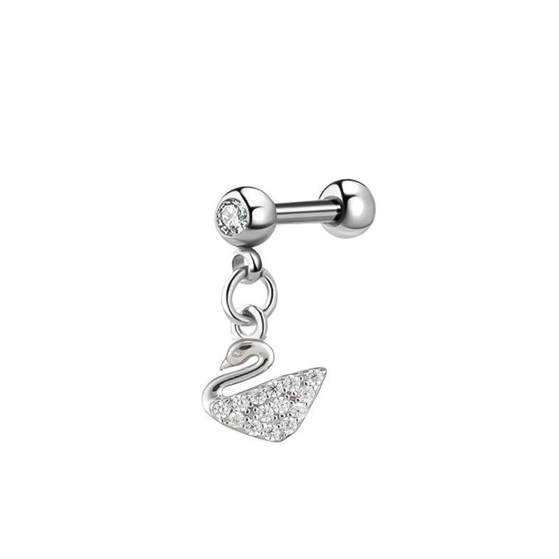 Stainless Steel Zirconia Barbell Cartilage Earrings with Devil Studs, In Stock