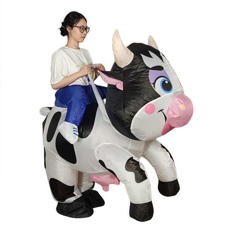 Halloween Inflatable Smiling Cow Costume for Parties and Pranks One Size (Adult 150-190cm)