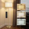 Floor Lamp with Remote, Height Adjustable Standing Lamp with Linen Shade, Dimmable with 3000K-6000K Adjustable Colour Temperatures