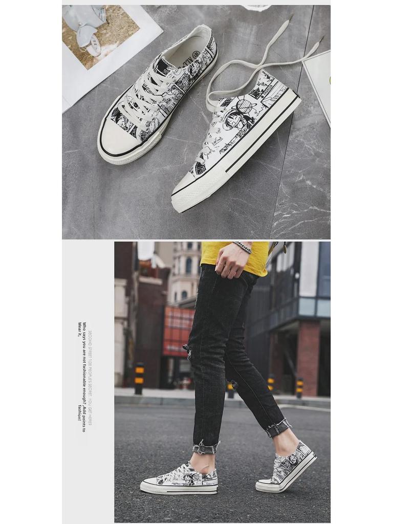 Herren Anime Graffiti High-Top Canvas Schuhe – Trendy Frühling & Herbst Casual Sneakers für Studenten