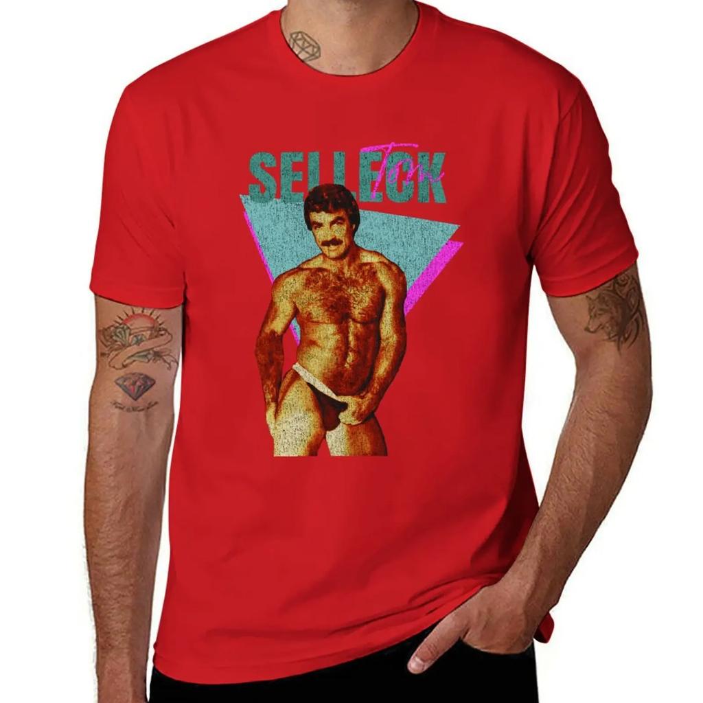 Vintage Distressed Tom Selleck Tshirt Hippie Clothes Basketball Graphic Tees Baggy Shirts Unisexs Champion T Shirts