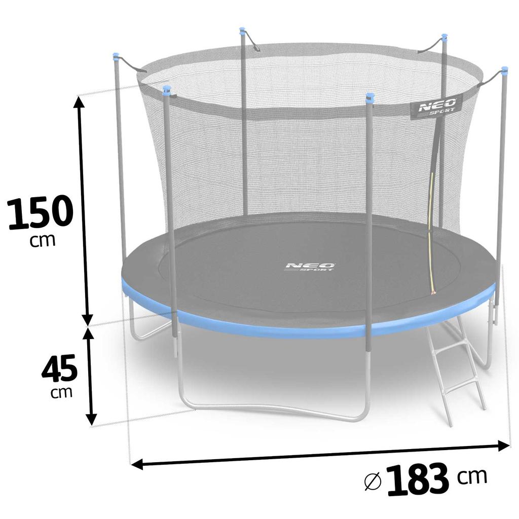 6Ft/183Cm Garden Trampoline With Inner Net And Ladder Neo-Sport