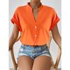 Women's Fashion Casual Solid Color Print Short Sleeve V Neck Blouses & Shirts
