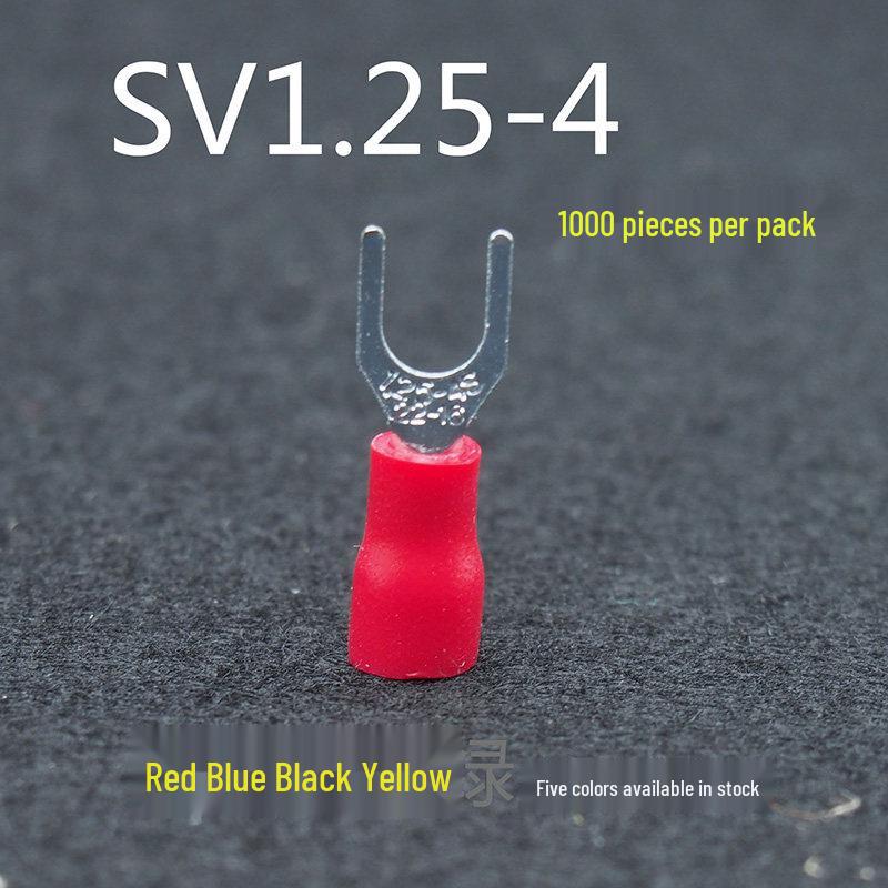 SV1.25-3.2 U-Shape Y-Fork Pre-Insulated Terminal, European Style, 0.5mm Cold-Press Brass Lug