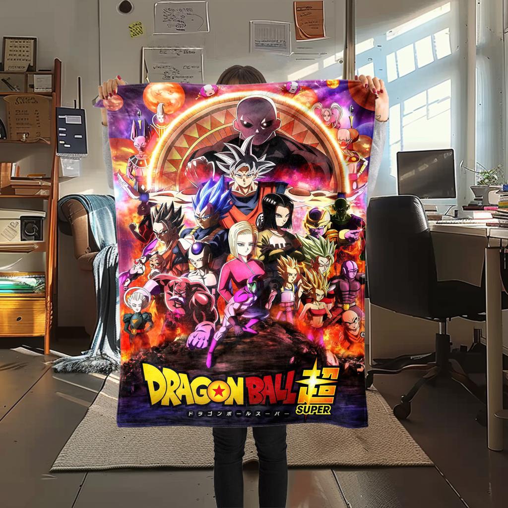 1 Stück Dragon Ball Super Aufdruck Flanelldecke, Hohe Qualität für alle Jahreszeiten, Heimdekoration, Wärme und Komfort, Perfekt für Weihnachtsgeschenke