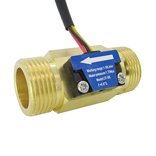 SENSTREE G3/4" Brass Water Flow Sensor, Hall Effect Liquid Flow Meter Flowmeter Counter 1-30L/min