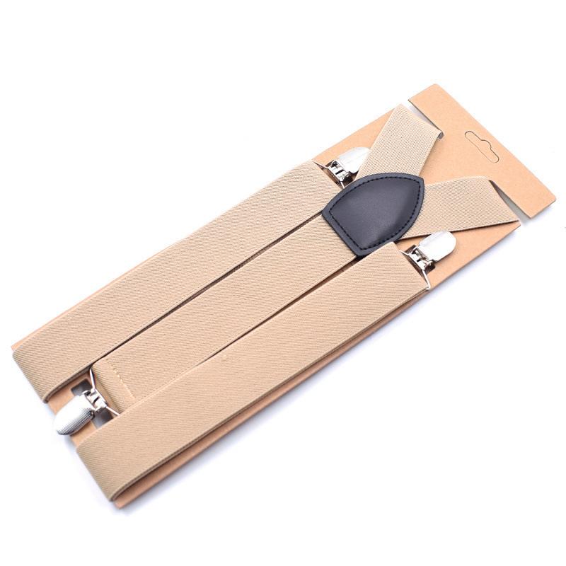 Men'S And Women'S Trousers Monochrome Suspenders Solid Color Straps 3.5Cm Solid Color Black 3 Clips Elastic Non-Slip Suspenders