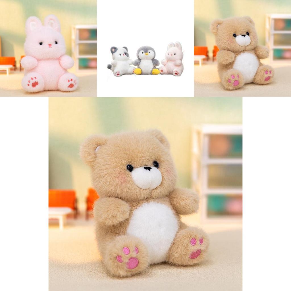 Plush Penguin Bear Rabbit Toy With Short Pile Soft Fabric For Kids And Collectors